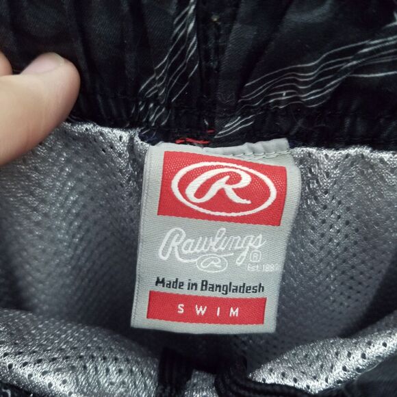 Rawlings Men's L Floral Black Trunks Swimwear 100% Polyester 35" 6" 13.5" - Picture 6 of 11